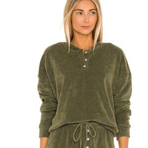 DONNI. Terry Henley Sweatshirt Moss Size Large